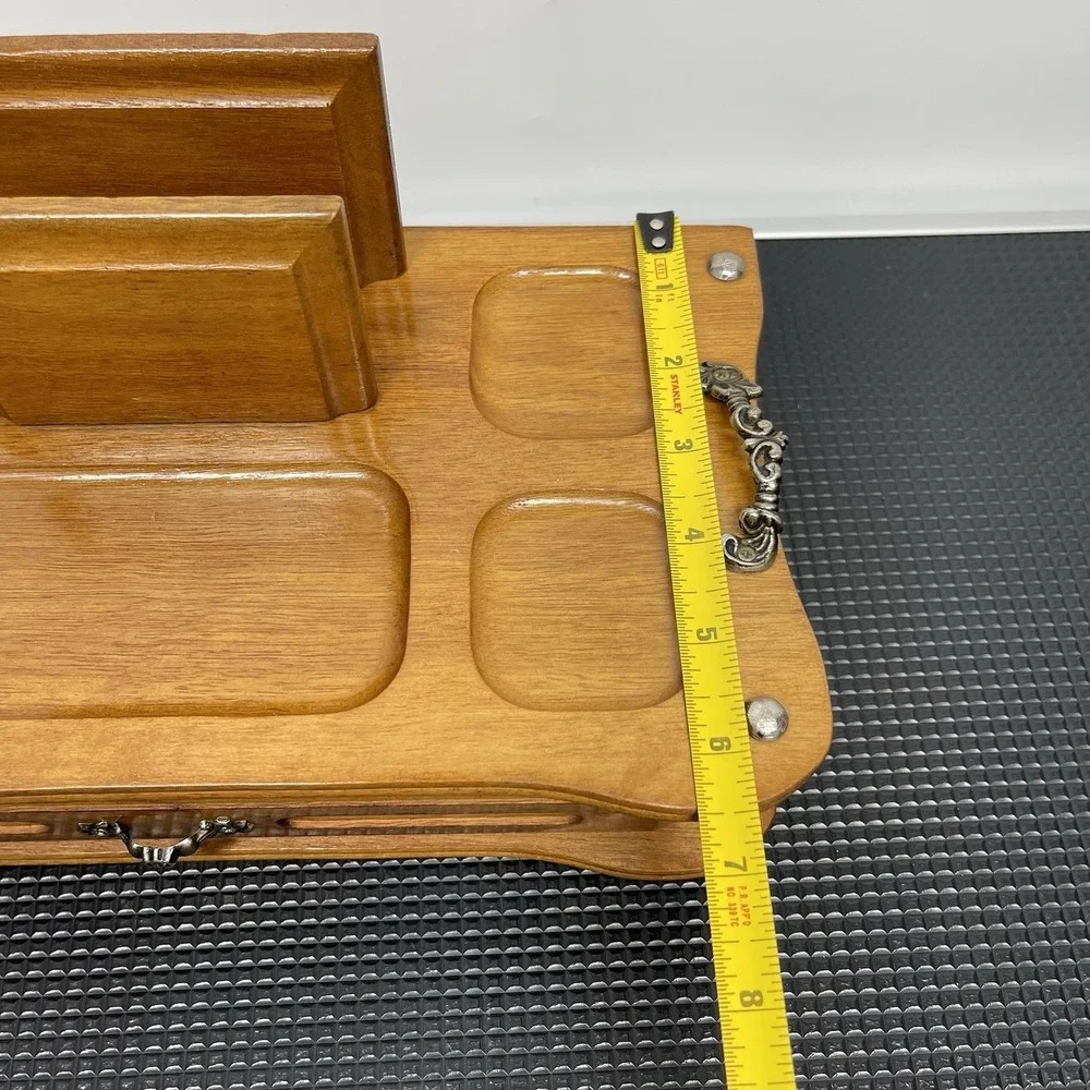 Vintage Men's Wooden Dresser Valet Organizer Jewelry Caddy Letter Wallet Holder